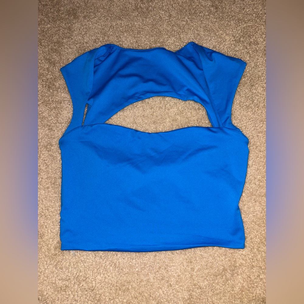 Royal blue cropped top square neck size medium